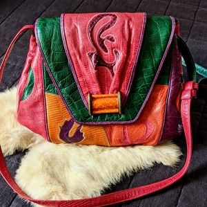 Vintage 90s Sharif Snakeskin Crossbody Bag